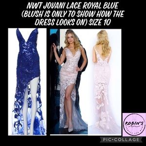 NWT Jovani ROYAL BLUE sheer size 10